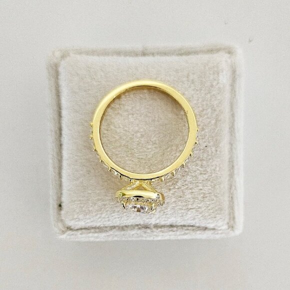 2 CT Elongated Cushion Cut Moissanite Ring --Sterling Silver Gold-Plated - Picture 5 of 6